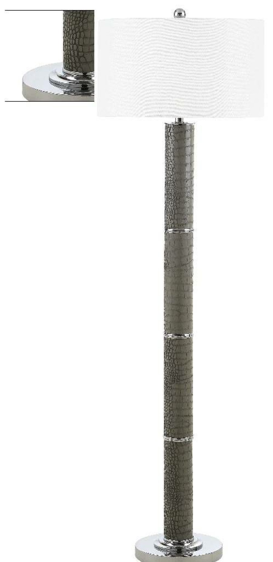 Lamps * | Best Price Marcello 60.5-Inch H Faux Alligator Floor Lamp Safavieh Lit4406A