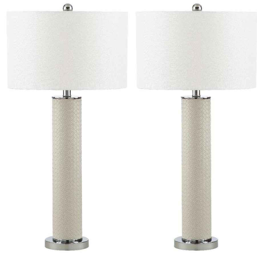 Lamps * | Fire Sale Ollie 31.5-Inch H Faux Woven Leather Table Lamp (Set Of 2) Safavieh Lit4404L-Set2