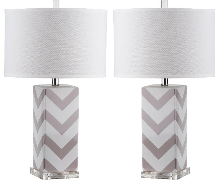 Lamps * | Top Selling Chevron 27-Inch H Stripe Table Lamp (Set Of 2) Safavieh Lit4136C-Set2