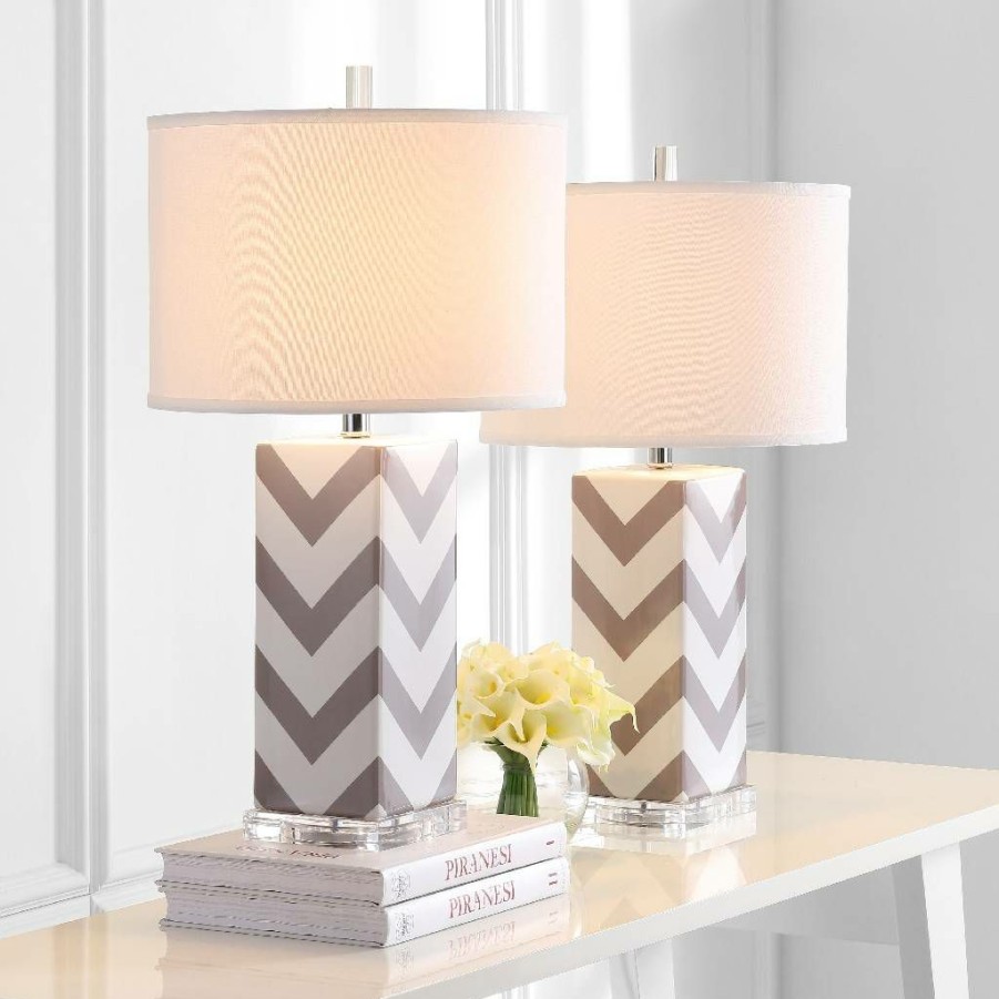 Lamps * | Top Selling Chevron 27-Inch H Stripe Table Lamp (Set Of 2) Safavieh Lit4136C-Set2