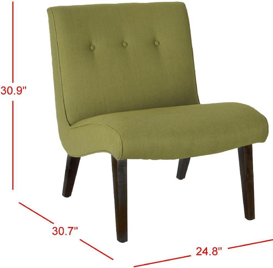 Living Furniture * | Featured Mandell Chair W/ Buttons In Sweet Pea Green/Black Safavieh Mcr4552C