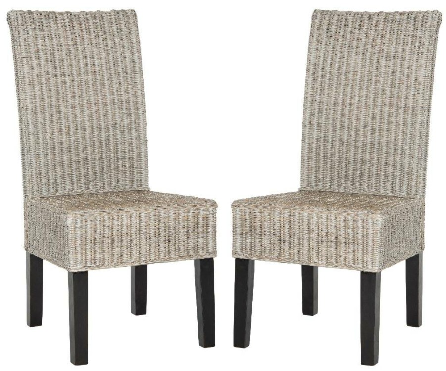 Furniture * | Classical Arjun 18"H Wicker Dining Chair In Antique Grey Safavieh Sea8013B-Set2