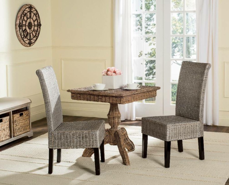 Furniture * | Classical Arjun 18"H Wicker Dining Chair In Antique Grey Safavieh Sea8013B-Set2