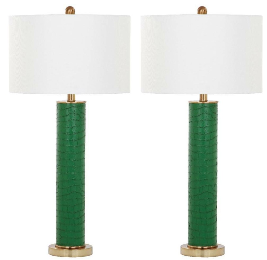 Lamps * | Shop New Ollie 31.5-Inch H Faux Alligator Table Lamp (Set Of 2) Safavieh Lit4404B-Set2