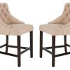 Furniture * | Wholesale Eleni Tufted Wing Back Counter Stool In Beige Safavieh Bst6305E-Set2