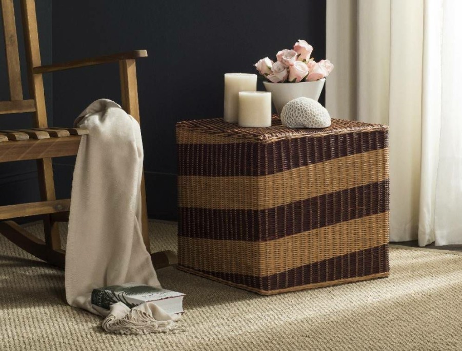 Living Furniture * | Hot Selling Tygo Wicker End Table In Multi Safavieh Sea8024A