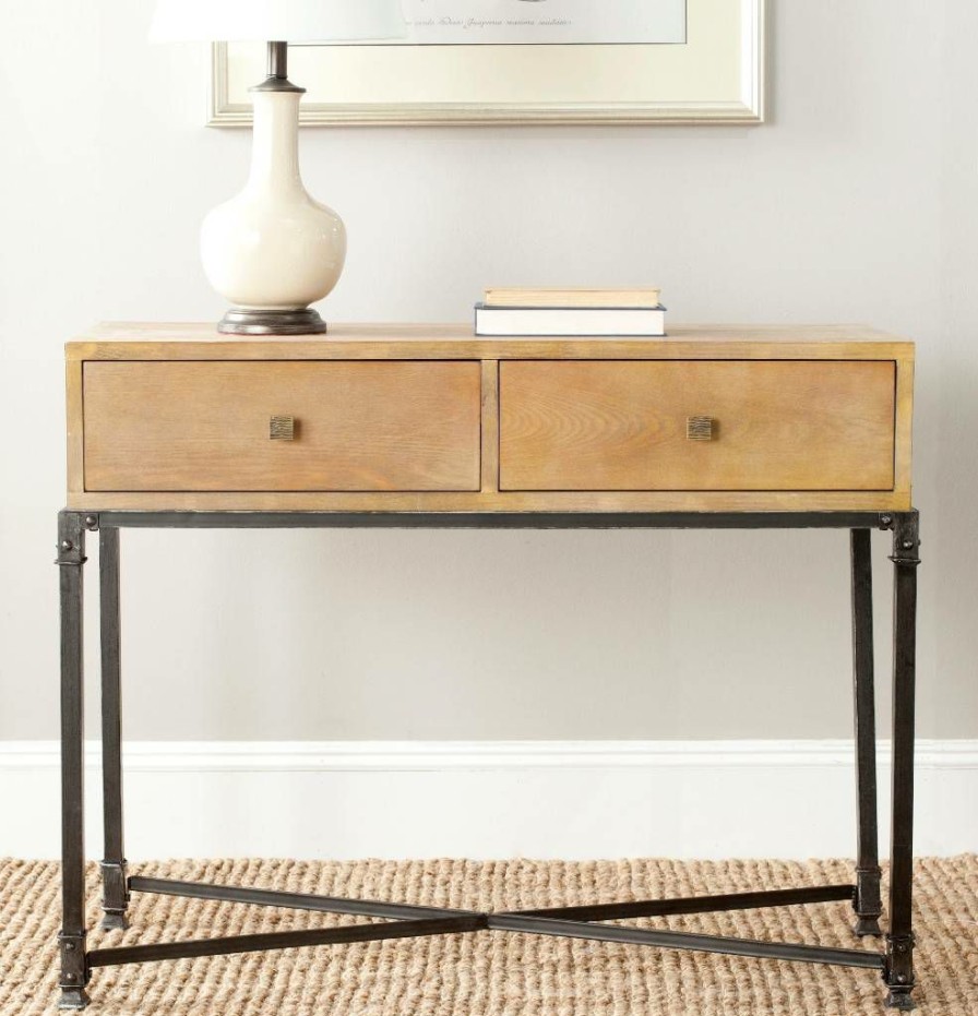 Living Furniture * | Hot Selling Julian 2 Drawer Console In Natural Safavieh Amh4103A