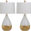 Lamps * | Sale Kingship 24-Inch H White And Gold Table Lamp (Set Of 2) Safavieh Lit4502B-Set2