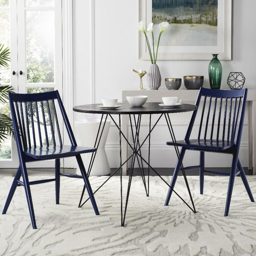 Furniture * | Excellent Quality Wren 19 H Spindle Dining Chair In Navy (Set Of 2) Safavieh Dch1000E-Set2