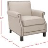 Living Furniture * | Large Choice Easton Club Chair Brass Nail Heads In Taupe/Java Safavieh Mcr4572B