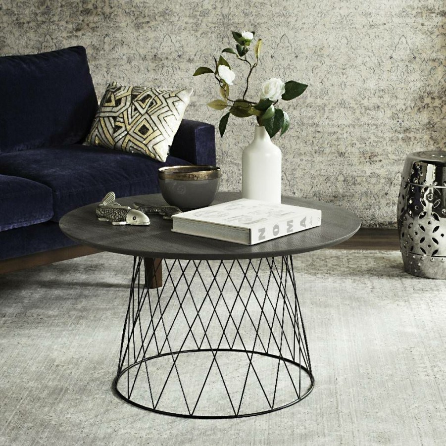 Living Furniture * | Quick Expedition Roe Retro Mid Century Wood Coffee Table In Dark Grey/Black Safavieh Fox4244A