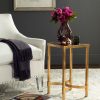 Living Furniture * | Quick Expedition Halyn Gold Leaf Mirror Top End Table In Antique Gold Safavieh Fox2567A