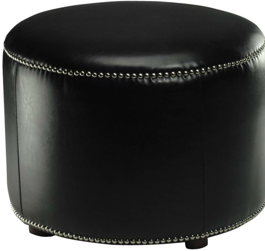 Living Furniture * | Best Sale Hogan Ottoman In Black/Black Safavieh Hud8208B