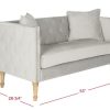 Living Furniture * | Shoping Sarah Tufted Settee W/ Pillows In Grey/Washed Oak Safavieh Fox6206B