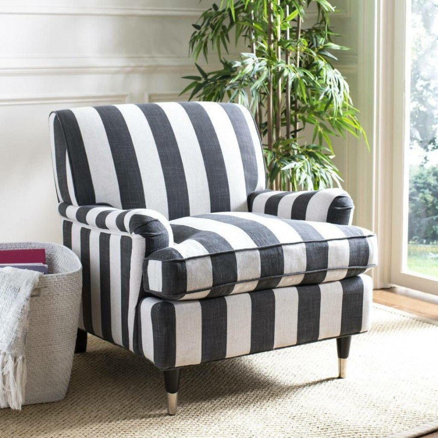 Living Furniture * | Best Price Chloe Club Chair In Black/White/Espresso Safavieh Mcr4571H