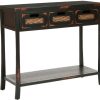 Living Furniture * | Hot Selling Autumn 3 Drawer Console In Distressed Black Safavieh Amh6510A