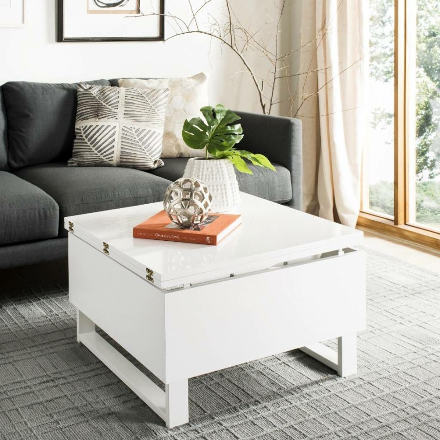 Living Furniture * | Hot Sell Vanna Lift-Top Coffee Table In White Safavieh Fox2233A