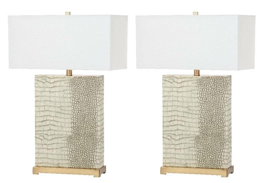 Lamps * | Promotions Joyce 27.75-Inch H Faux Alligator Table Lamp (Set Of 2) Safavieh Lit4402C-Set2