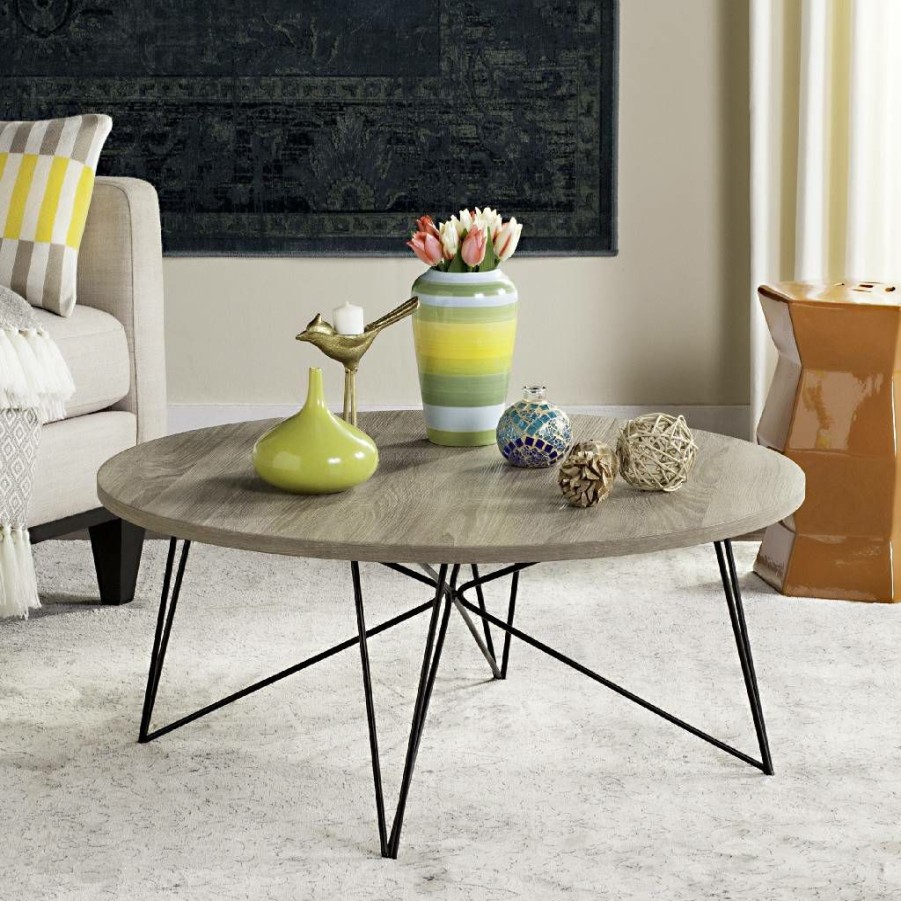 Living Furniture * | Promotions Maris Retro Mid Century Wood Coffee Table In Light Oak/Black Safavieh Fox4261A