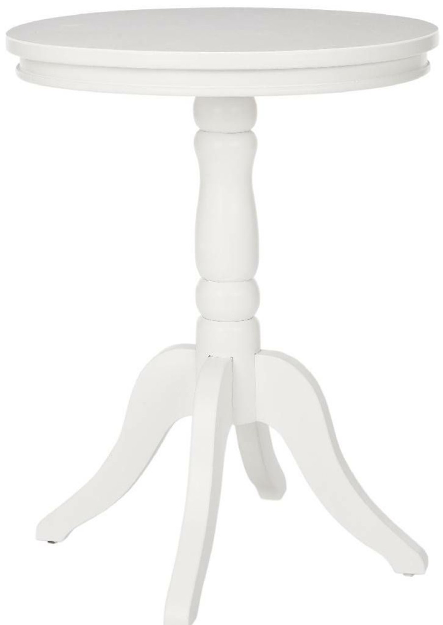 Living Furniture * | With Discount Vivienne Round Top Side Table In White Safavieh Amh6579C