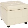 Living Furniture * | Hot Sell Maiden Square Tufted Ottoman In Flat Cream/Black Safavieh Hud8231K