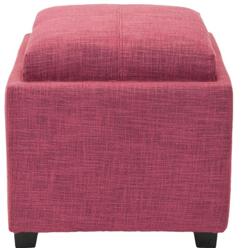 Living Furniture * | With Discount Harrison Single Tray Ottoman In Rose/Black Safavieh Hud8233F