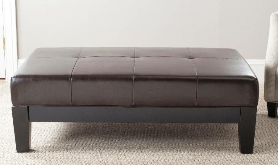 Living Furniture * | Quick Delivery Jordan Cocktail Ottoman In Black/Brown Safavieh Hud4066A