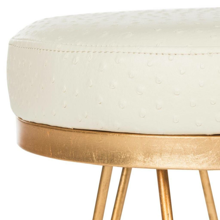 Living Furniture * | Hot Selling Jenine Faux Ostrich Round Bench Safavieh Fox6249A