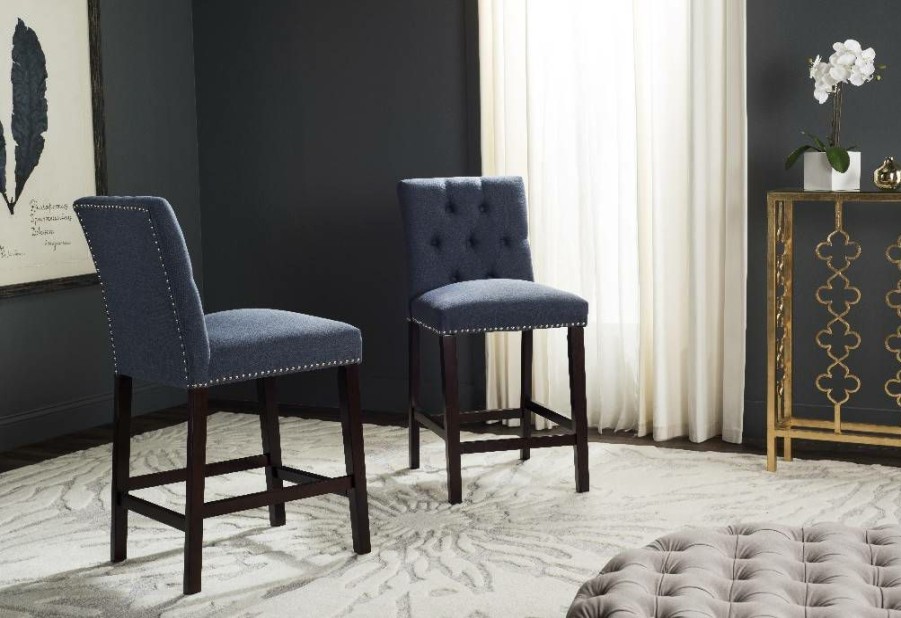 Furniture * | Featured Norah Counter Stool In Navy/Espresso (Set Of 2) Safavieh Fox6209C-Set2