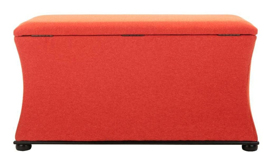 Living Furniture * | Hot Sell Aroura Storage Bench In Black/Orange Safavieh Hud4071D