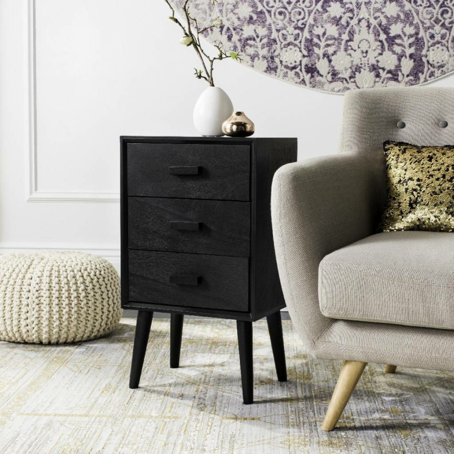 Living Furniture * | Classical Pomona 3 Drawer Chest In Black Safavieh Chs5700D