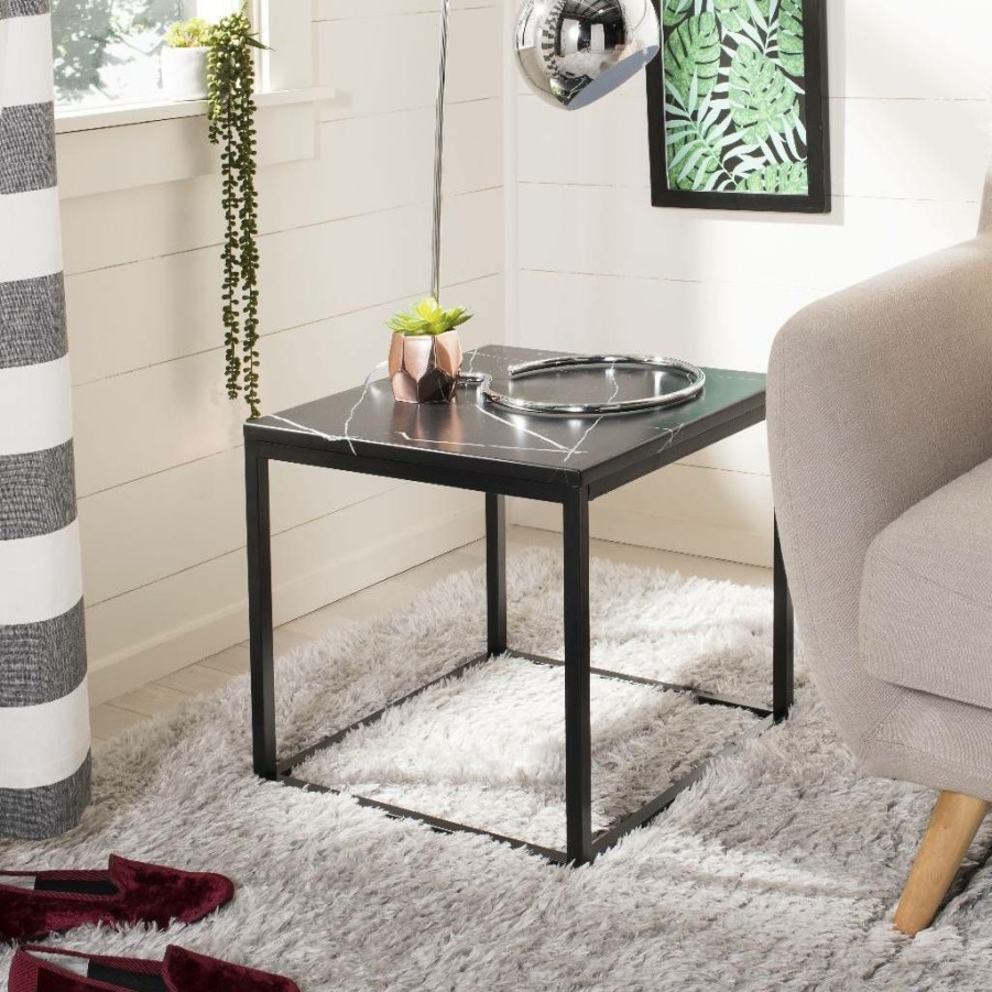 Living Furniture * | Limited Edition Baize End Table In Black Safavieh Fox6023B