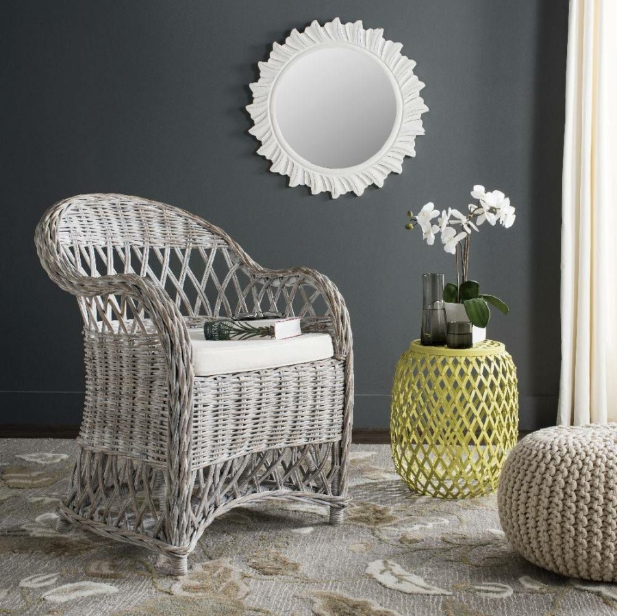 Living Furniture * | Online Inez Wicker Club Chair In White Wash Safavieh Sea7000B