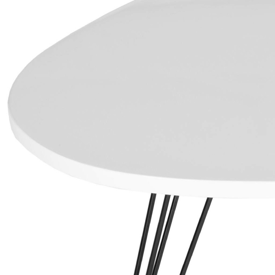 Living Furniture * | Clearance Sale Wynton Retro Mid Century Lacquer End Table In White/Black Safavieh Fox4214B