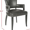 Furniture * | Hot Selling Desa 21"H Arm Chair Brass Nail Heads In Antique Brown/Black Safavieh Mcr4691A