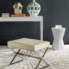 Living Furniture * | Shoping Micha Ottoman In Creme/Chrome Safavieh Fox2022A