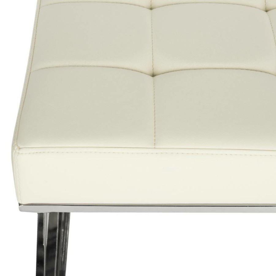 Living Furniture * | Shoping Micha Ottoman In Creme/Chrome Safavieh Fox2022A