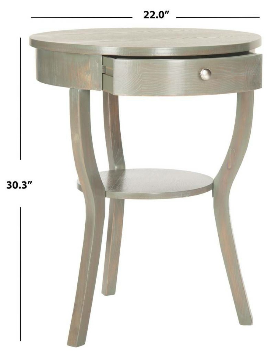 Living Furniture * | Clearance Sale Kendra Round Pedestal End Table W/ Drawer Safavieh Amh6620A