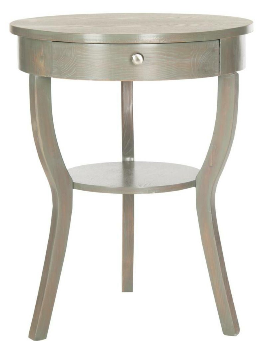 Living Furniture * | Clearance Sale Kendra Round Pedestal End Table W/ Drawer Safavieh Amh6620A