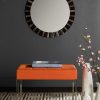 Living Furniture * | Limit Offer Roitfeld Ottoman In Orange/Chrome Safavieh Fox2024C