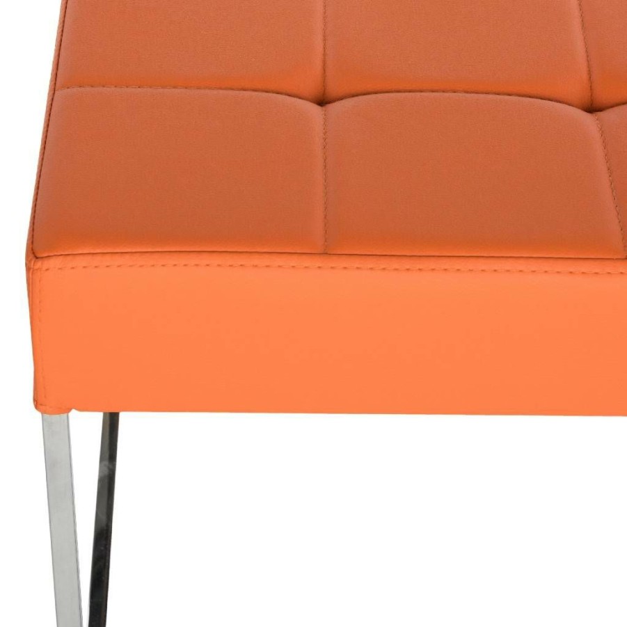 Living Furniture * | Limit Offer Roitfeld Ottoman In Orange/Chrome Safavieh Fox2024C