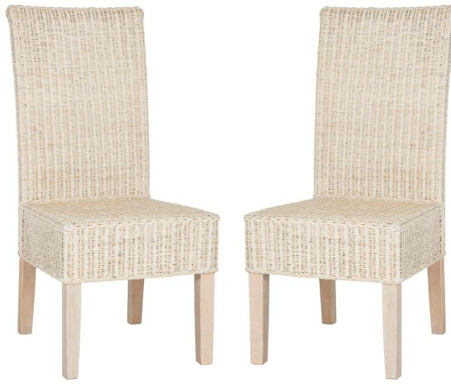 Furniture * | Classical Arjun 18"H Wicker Dining Chair In White Wash Safavieh Sea8013D-Set2