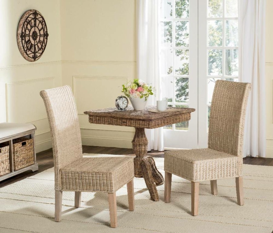 Furniture * | Classical Arjun 18"H Wicker Dining Chair In White Wash Safavieh Sea8013D-Set2