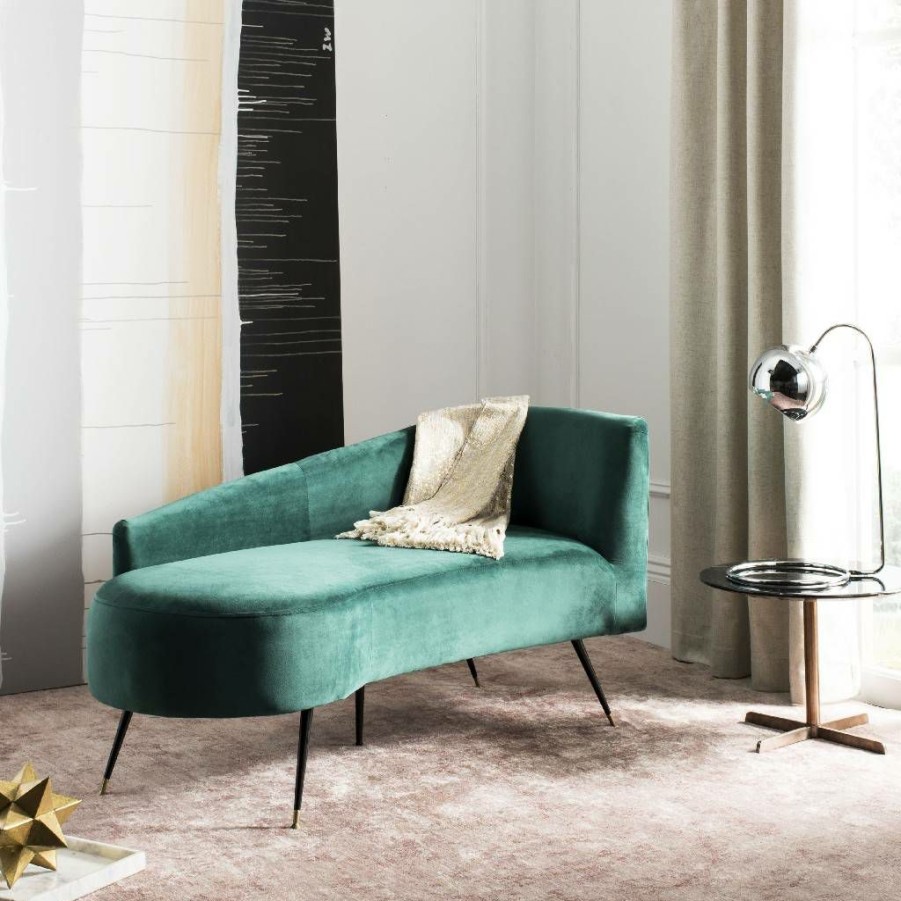 Living Furniture * | Quick Expedition Evangeline Parisian Settee In Emerald Safavieh Lvs6300D