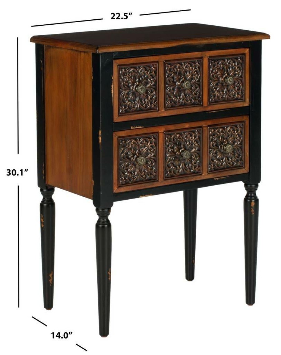 Living Furniture * | With Discount Kenneth 2 Drawer Side Table Safavieh Amh4052A