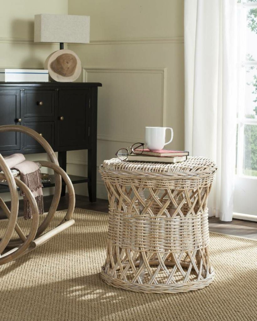 Living Furniture * | Clearance Sale Desta Wicker Round Table In Natural Safavieh Sea7028A