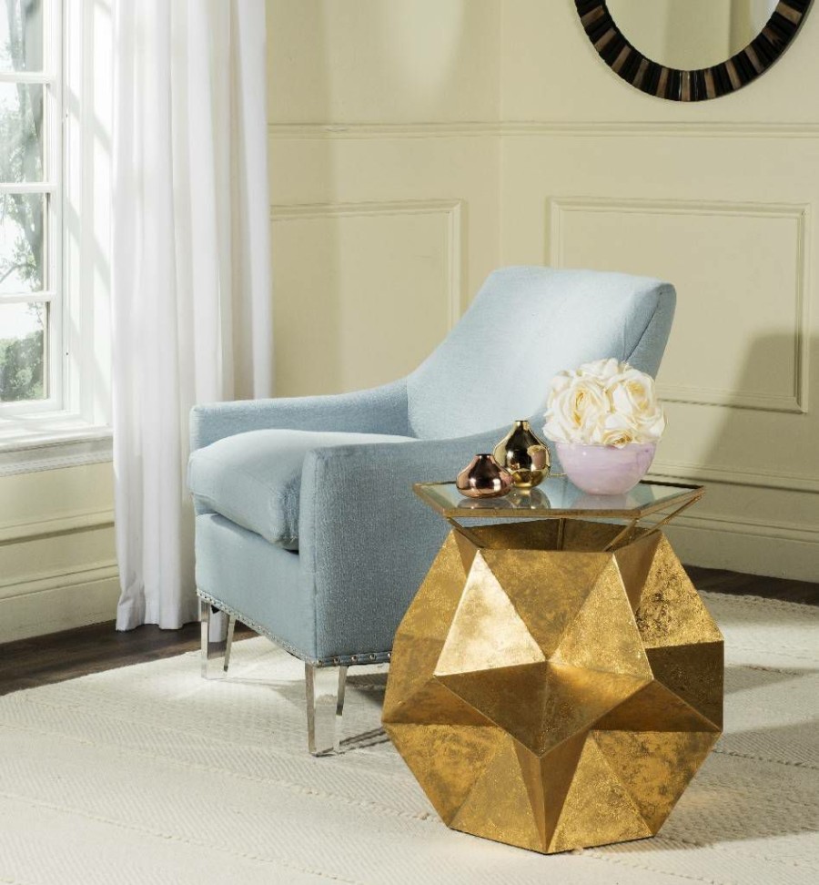 Living Furniture * | Promotions Iona Side Table In Gold Safavieh Fox3252A