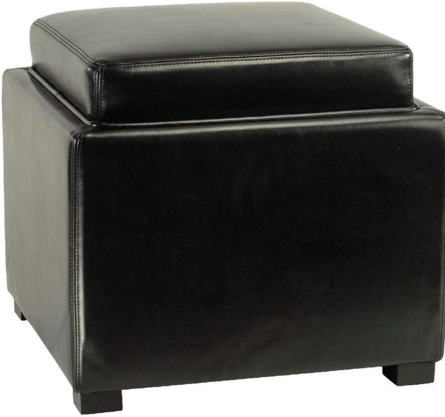 Living Furniture * | Outlet Bobbi Tray Storage Ottoman In Java/Black Safavieh Hud4006B