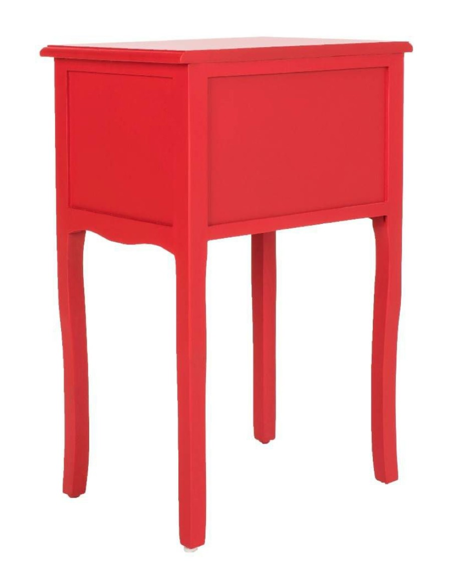 Living Furniture * | Hot Sell Lori End Table W/ Storage Drawers In Hot Red Safavieh Amh6576D