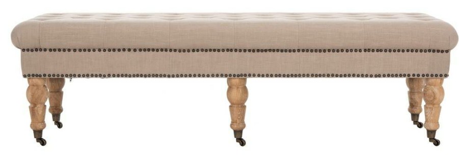 Living Furniture * | Limit Offer Barney Tufted Bench Brass Nail Heads Safavieh Mcr4649C